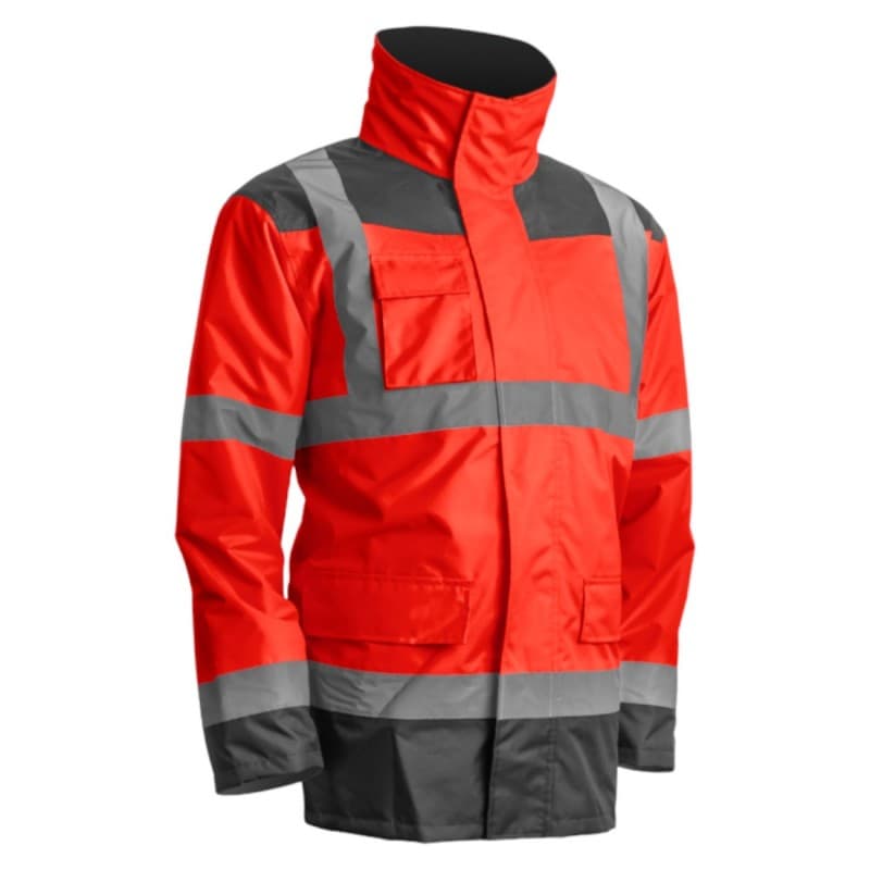 Coverguard - Parka de travail chaude et imperméable haute visibilité 4 en 1 KANATA rouge gris - S - Rouge / Gris