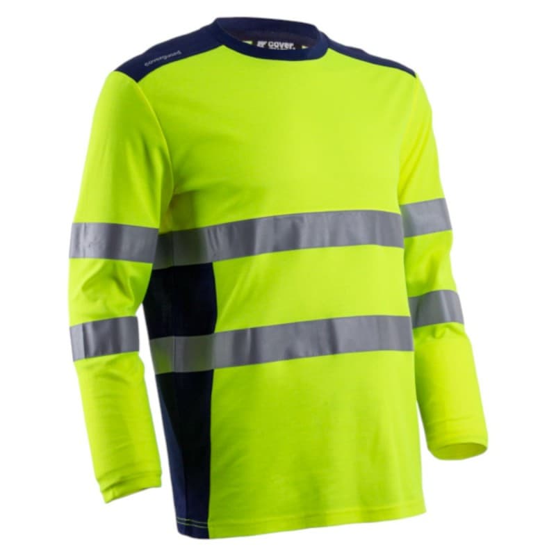 Coverguard - Tee-shirt manches longues haute visibilité RIKKA jaune et bleu marine - XL - Jaune