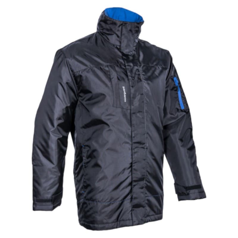 Coverguard - Parka de travail chaude enduite PU matelassée PANDA noir et bleu - S - Noir / Bleu