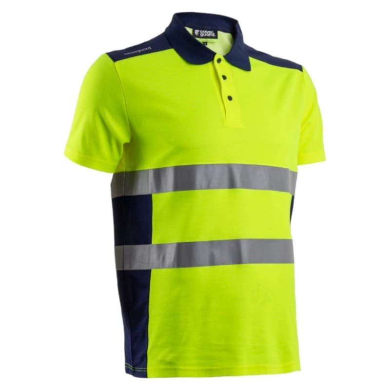 Coverguard - Polo manches courtes haute visibilité OKI jaune et bleu marine - L - Jaune