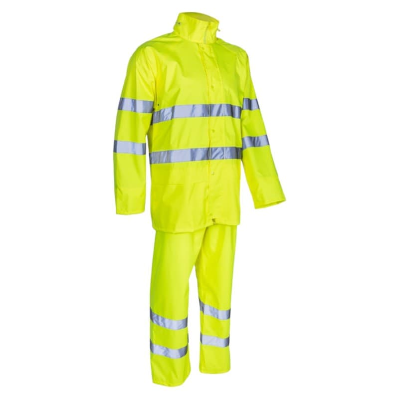 Coverguard - Ensemble de pluie imperméable avec col montant ajustable haute visibilité KAWA jaune - L - Jaune