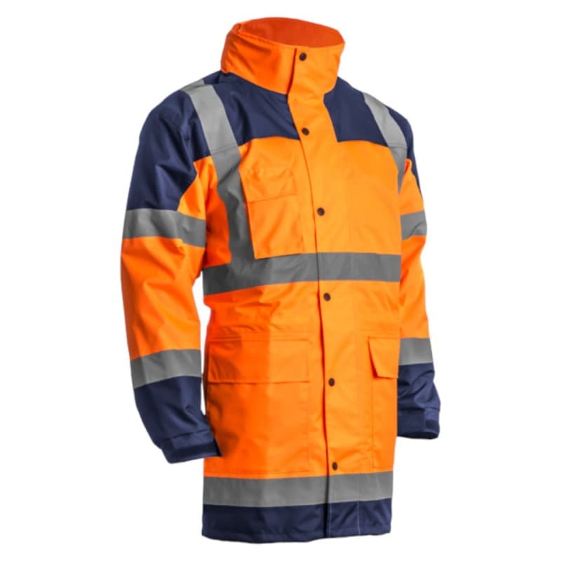 Coverguard - Parka de pluie imperméable avec col montant haute visibilité HYDRA orange et bleu marine - L - Orange
