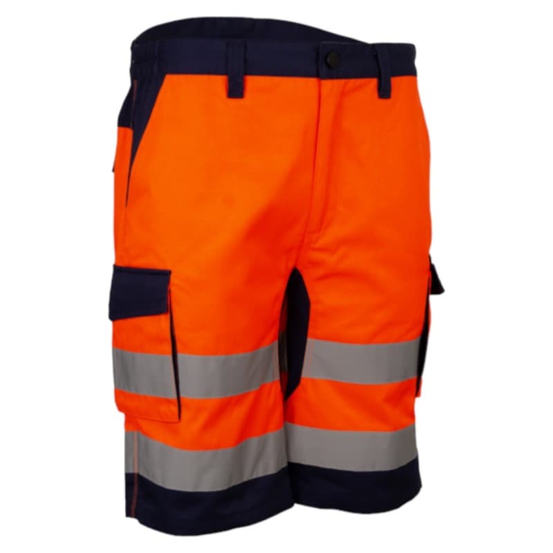 Coverguard - Bermuda de travail avec zones de tensions élastiquées haute visibilité HIBANA orange bleu marine - XL - Orange