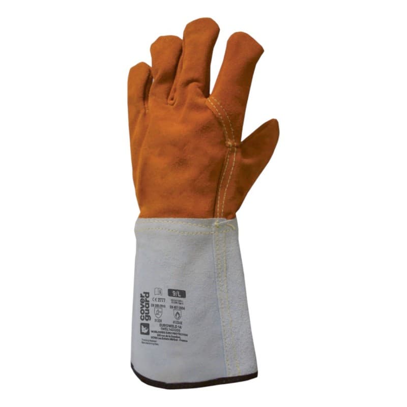 Coverguard - Gants de soudeur en croute de vachette intérieur molletonné manchette 15cm EUROWELD 250 (Pack de 10) - 9 - Orange