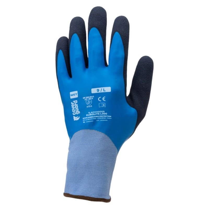 Coverguard - Gants imperméables en polyamide double enduction latex EUROLITE L300 (Pack de 10) - 9 - Bleu