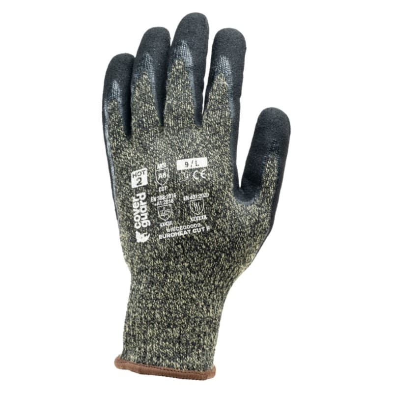 Coverguard - Gants anti-chaleur et anti-coupures de protection maximale double enduction nitrile coupure F EUROHEAT CUT F (Pack - 9 - Gris Chiné