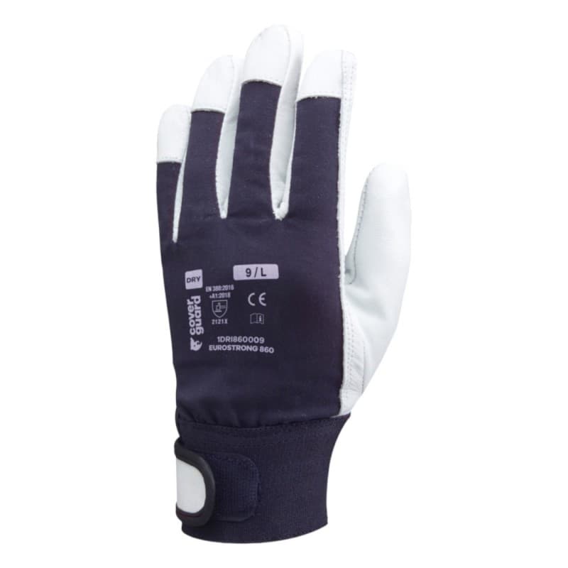 Coverguard - Gants de manutention lourde en fleur de caprin avec manchette élastique à scratch EUROSTRONG 860 (Pack de 10) - 8 - Bleu