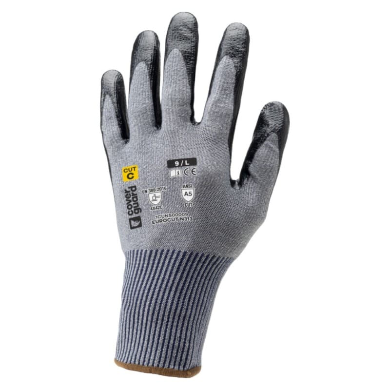 Coverguard - Gants anti-coupures en milieu huileux coupure C paume enduite nitrile lisse tactile EUROCUT N313 (Pack de 10) - 11 - Gris