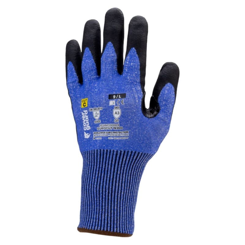 Coverguard - Gants anti-coupures en milieu sec coupure C en mousse nitrile EUROCUT N300 (Pack de 5) - 8 - Bleu