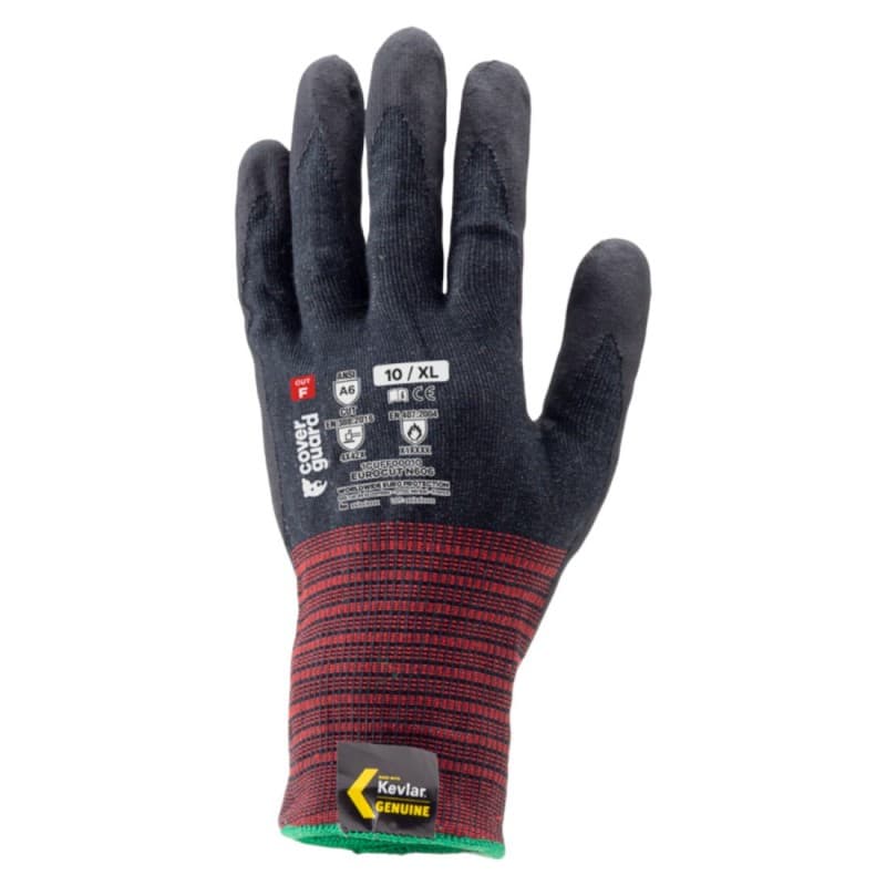Coverguard - Gants anti-coupures renforcés en milieu sec coupure F en Kevlar et mousse nitrile tactile EUROCUT N606 (Pack de 10) - 8 - Noir