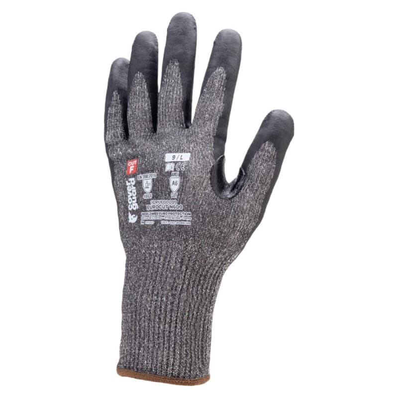 Coverguard - Gants anti-coupures en milieu sec enduite mousse de Nitrile coupure F EUROCUT N600 (Pack de 5) - 12 - Noir