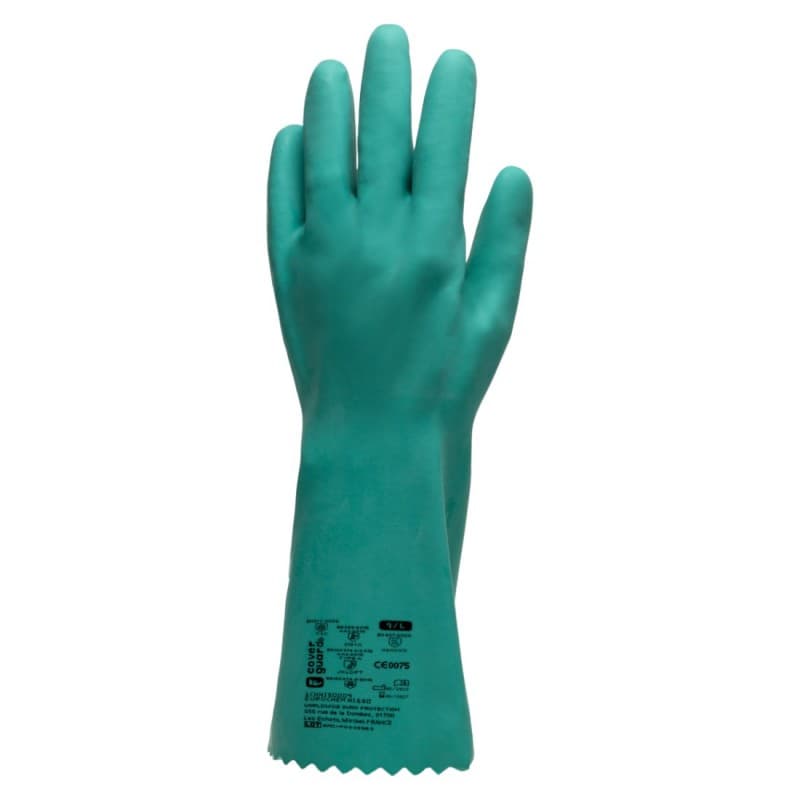 Coverguard - Gants de protection chimique en nitrile longueur 35cm EUROCHEM NI550 (Pack de 12) - 7 - Vert