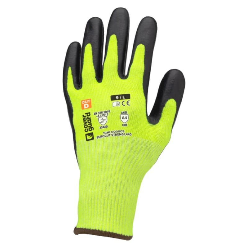 Coverguard - Gants anti-coupures avec paume enduite latex spécial verre EUROCUT STRONG L440 (Pack de 10) - 10 - Jaune
