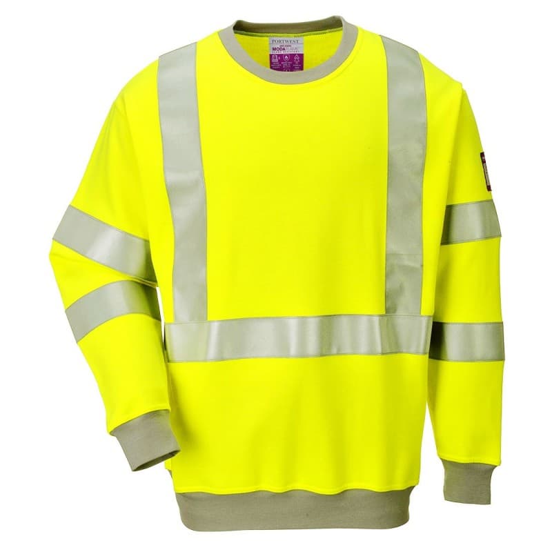 Portwest - Sweat-shirt résistant à la flamme et antistatique HV - L - Jaune