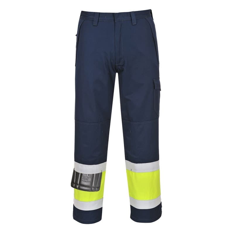 Portwest - Pantalon de travail haute visibilité jaune bleu marine MODAFLAME - L - Jaune / Bleu Marine