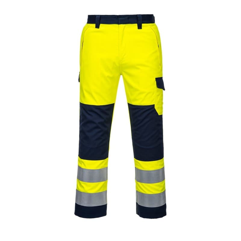 Portwest - Pantalon de travail haute visibilité MODAFLAME - L - Jaune / Bleu Marine
