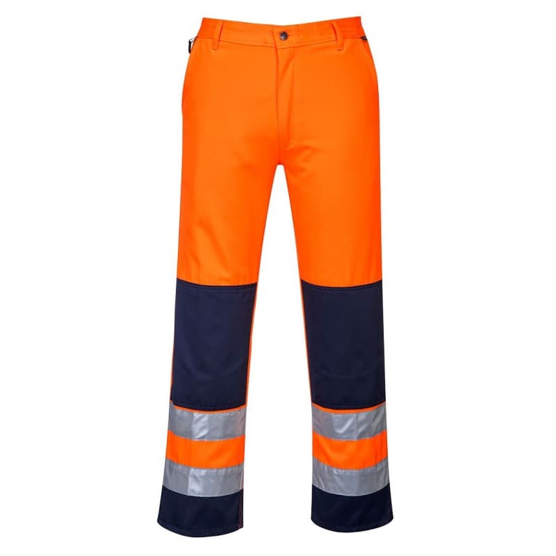 Portwest - Pantalon de travail haute visibilité SEVILLE - L - Orange / Bleu Marine