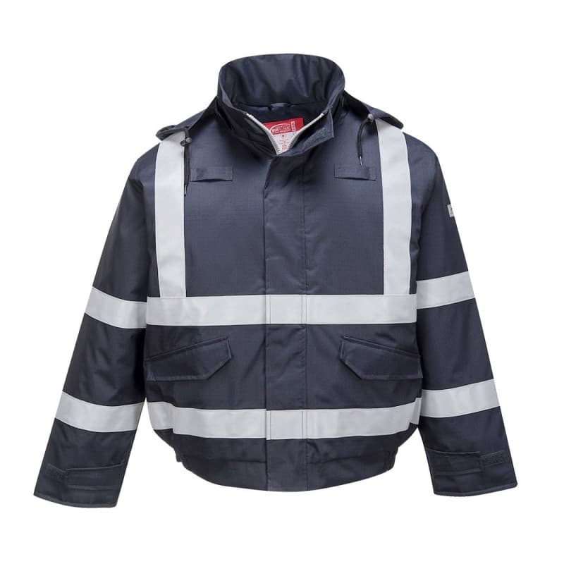 Portwest - Blouson de pluie chaud en tissu Bizflame Rain multirisques - 4XL - Bleu Marine