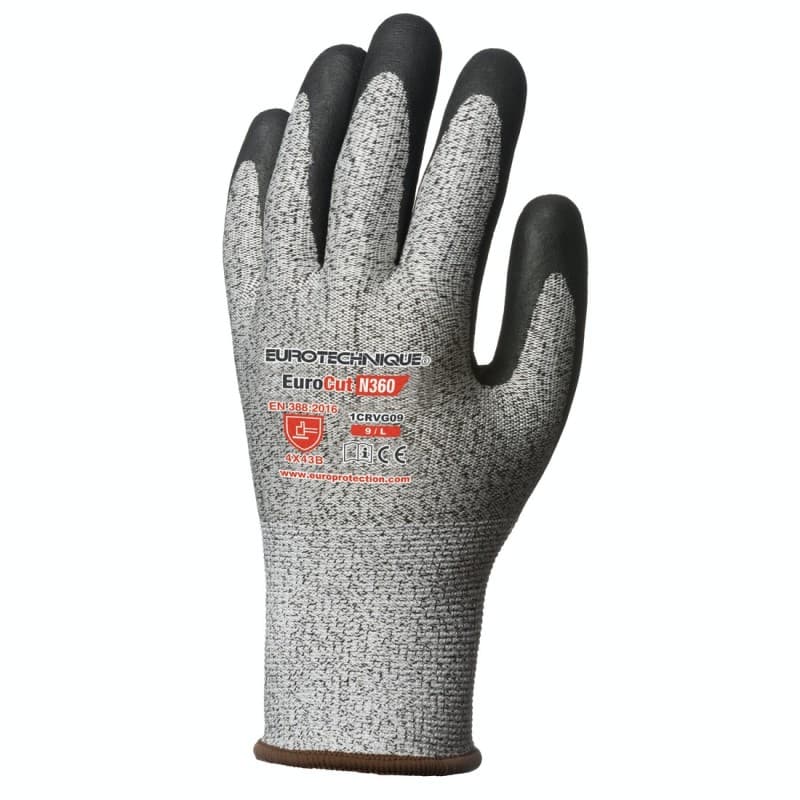 Coverguard - Gants anti coupures noir enduit nitrile EUROCUT N360 (Pack de 5) - 6 - Noir