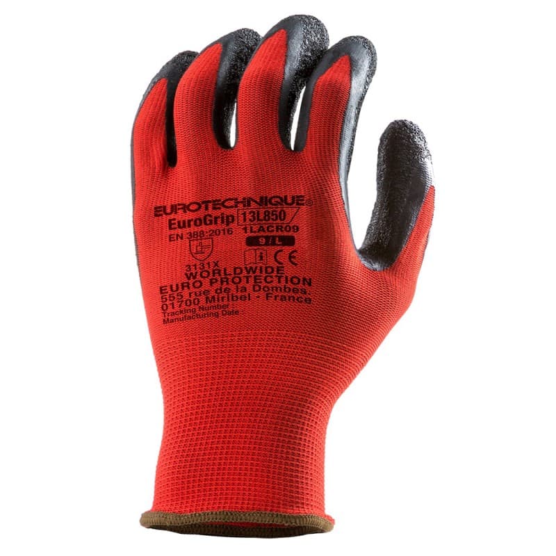Coverguard - Gants manutention rouge gris EUROLITE 13L850 (Pack de 10) - 6 - Rouge / Gris