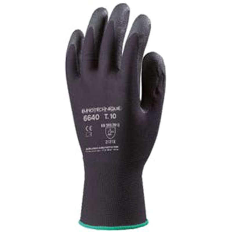 Coverguard - Gants manutention noir enduit mousse PVC EUROLITE 6640 (Pack de 10) - 7 - Noir