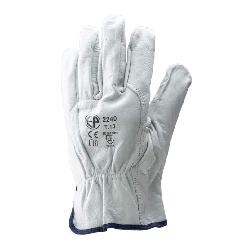 Coverguard - Gants manutention blanc en cuir tout fleur de buffle standard EUROSTRONG 2240 (Pack de 10) - 8 - Blanc