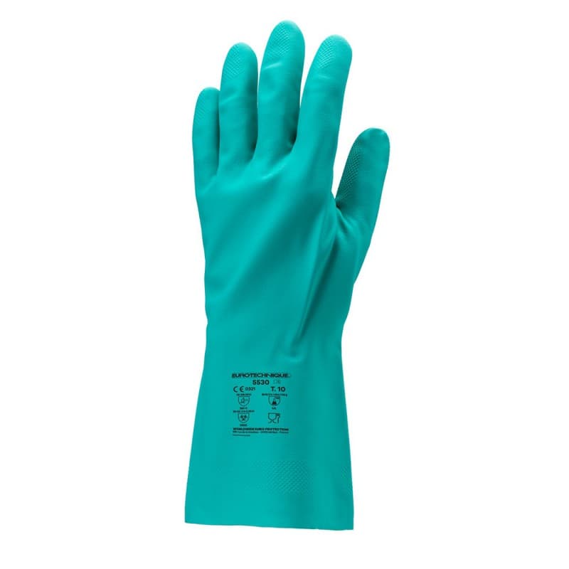 Coverguard - Gants de protection chimique vert en nitrile plus 5500 épaisseur 0.46 EUROCHEM N5530 (Pack de 10) - 7 - Vert