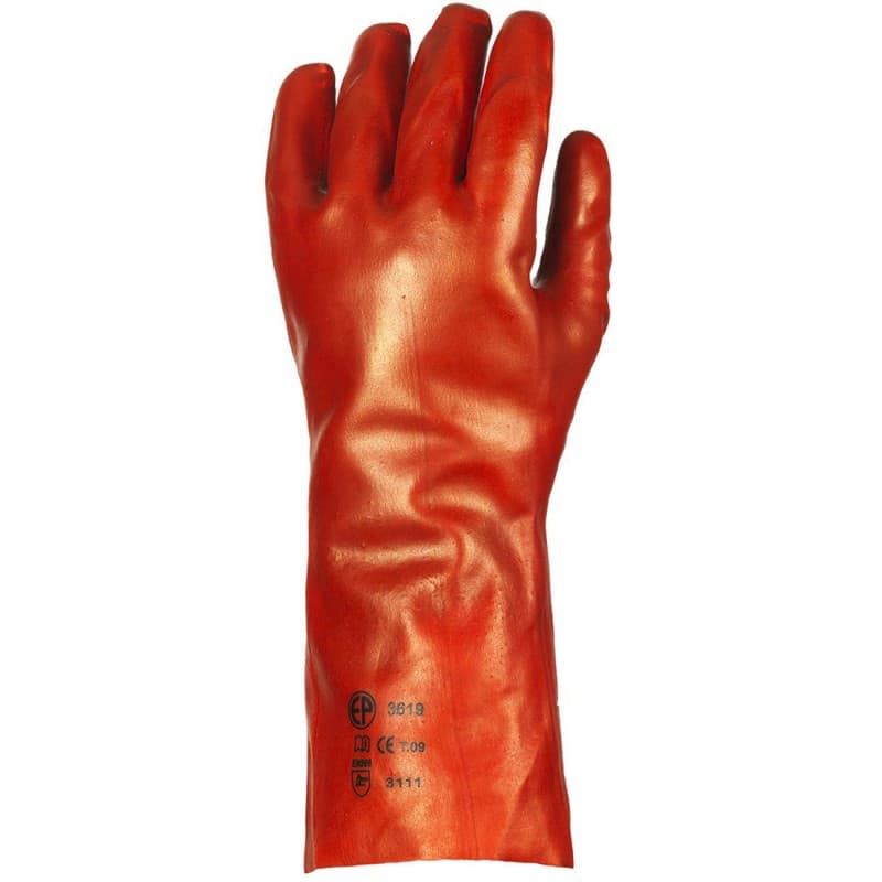 Coverguard - Gants protection chimique rouge 36cm en polyester enduit PVC EUROSTRONG 3620 (Pack de 10) - 9 - Rouge