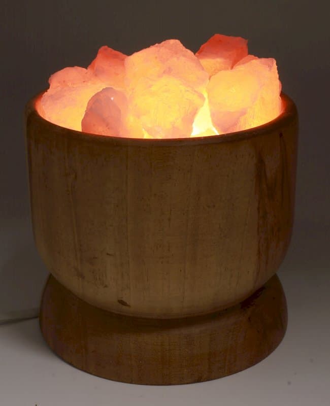 Lampe de Sel Himalaya Bol Bois & Cristaux 3.5KG