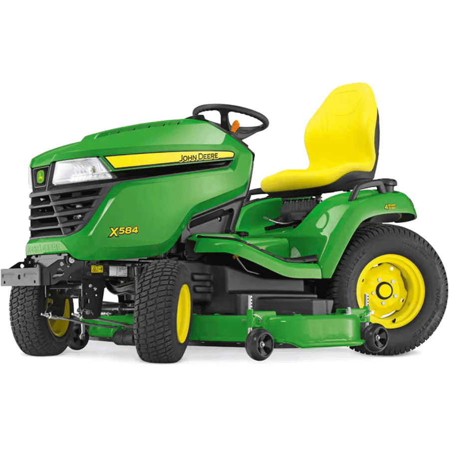 John Deere X584 gazontractor met 122 cm Accel diepmaaier, model 2025, nieuw.