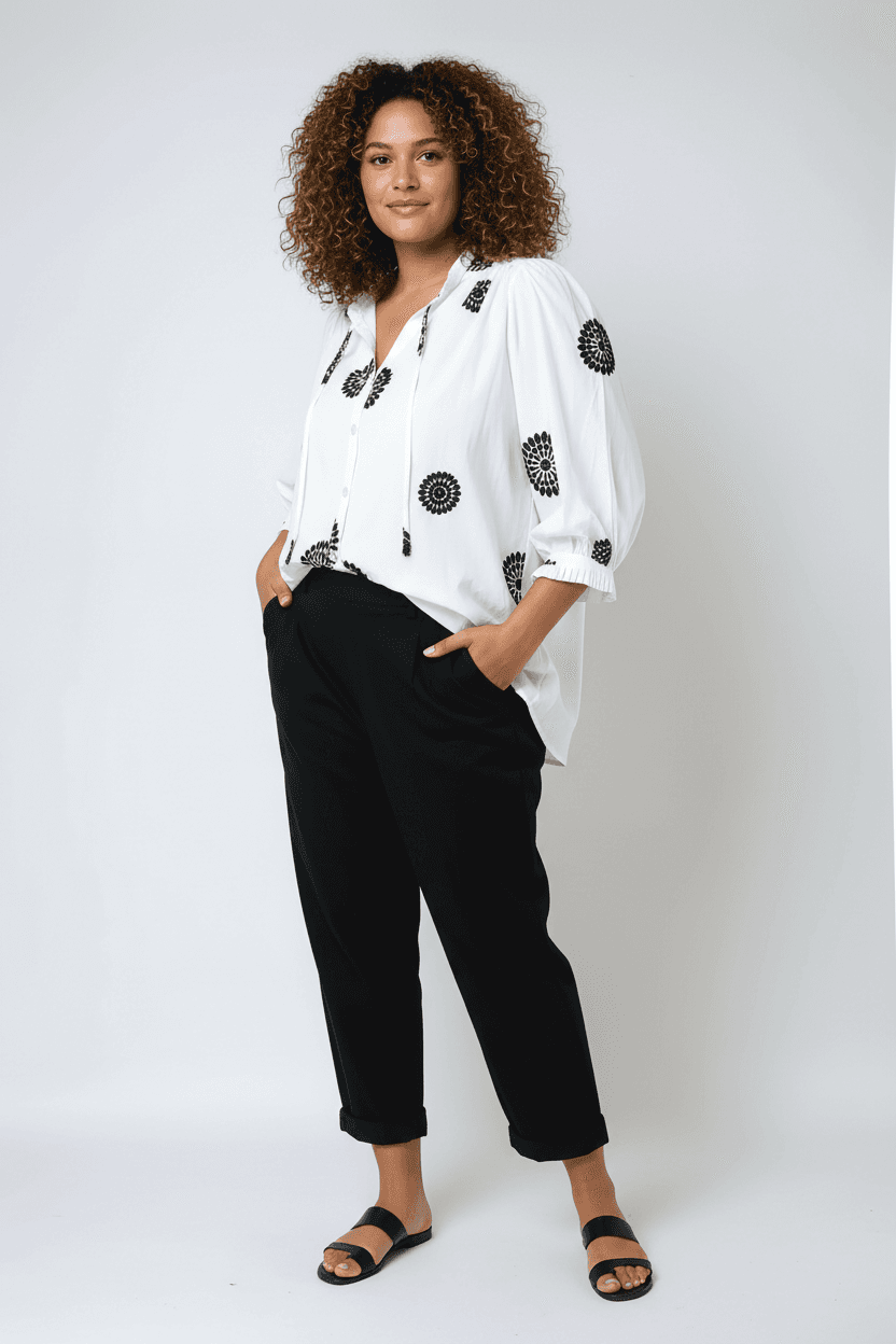 Chemise en coton brode