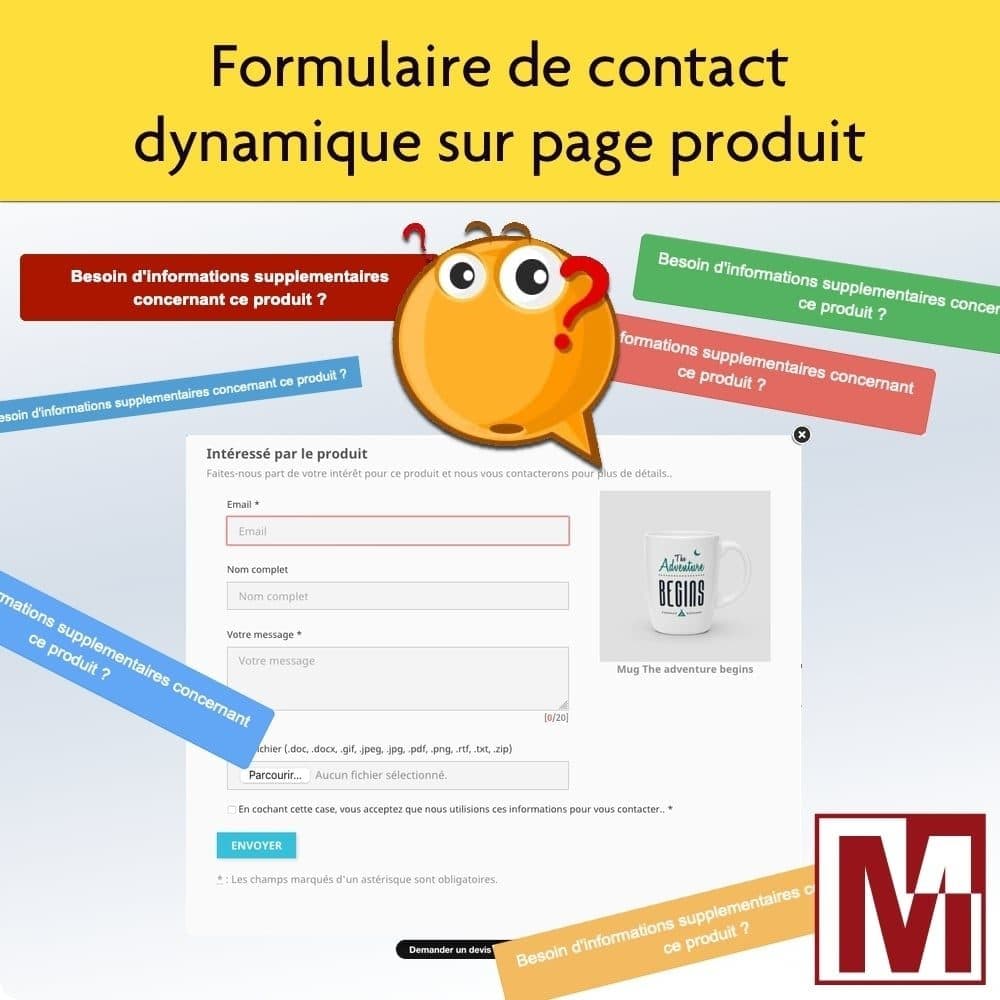 Formulaire de contact interactif pour vos questions produits