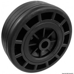 Rouleau/roues avec noyau en technopolymère et extérieur en caoutchouc.