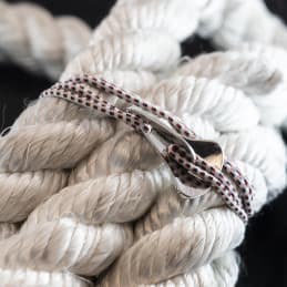 Bracelet Homme Ancre - Cordon élastique - Blanc/Rouge Rhodié