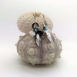 Boucles d'oreilles percées Ancre et Strass - Rhodié