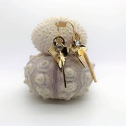 Boucles d'oreilles percées Ancre et Strass - Doré