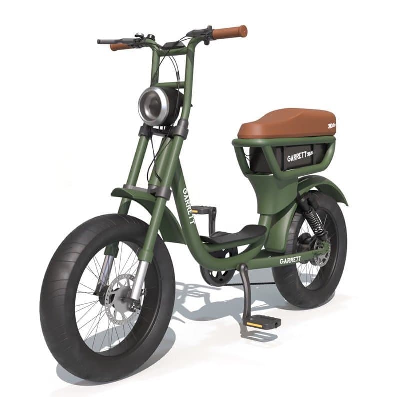 Vélo électrique biplace cargo garrett miller city, batt simple, pneus route - Vert