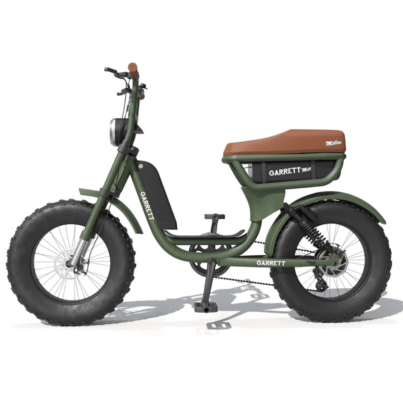 Vélo électrique biplace cargo garrett miller city , bat double, tout terrain - Vert