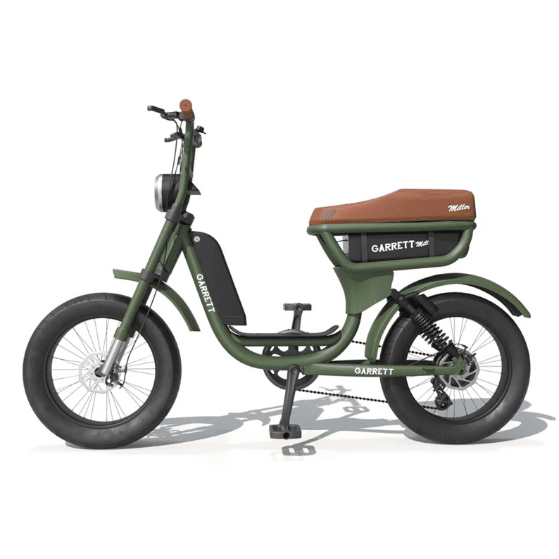 Vélo électrique biplace cargo garrett miller city , batt double, pneus route - Vert