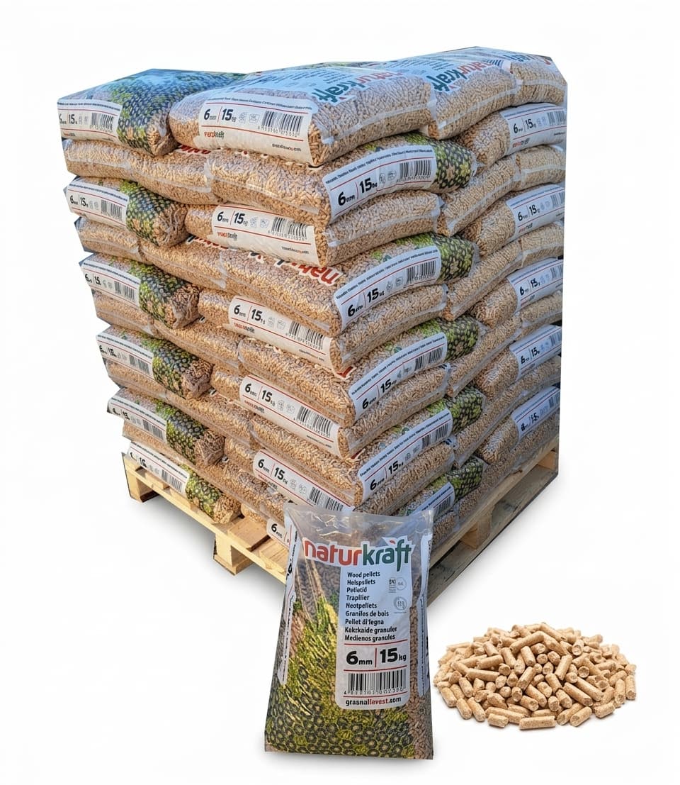 Chauffe au Bois — Granulés de bois Naturkraft 66 sacs de 15 kg 6 mm