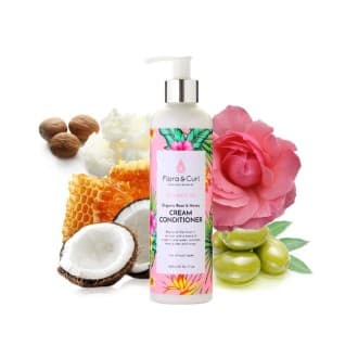 AprĂšs shampoing Ă la Rose Bio et au Miel - Flora & Curl - 300ml