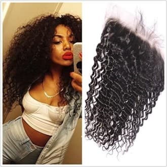 Lace frontal Bouclé italian Waves péruvien (13*4) virgin hair 14" - 35 cm /épaules