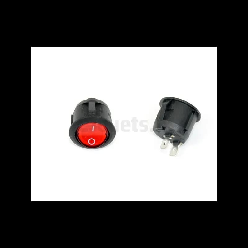 Interrupteur rond Marche / arret Rouge 2 voies