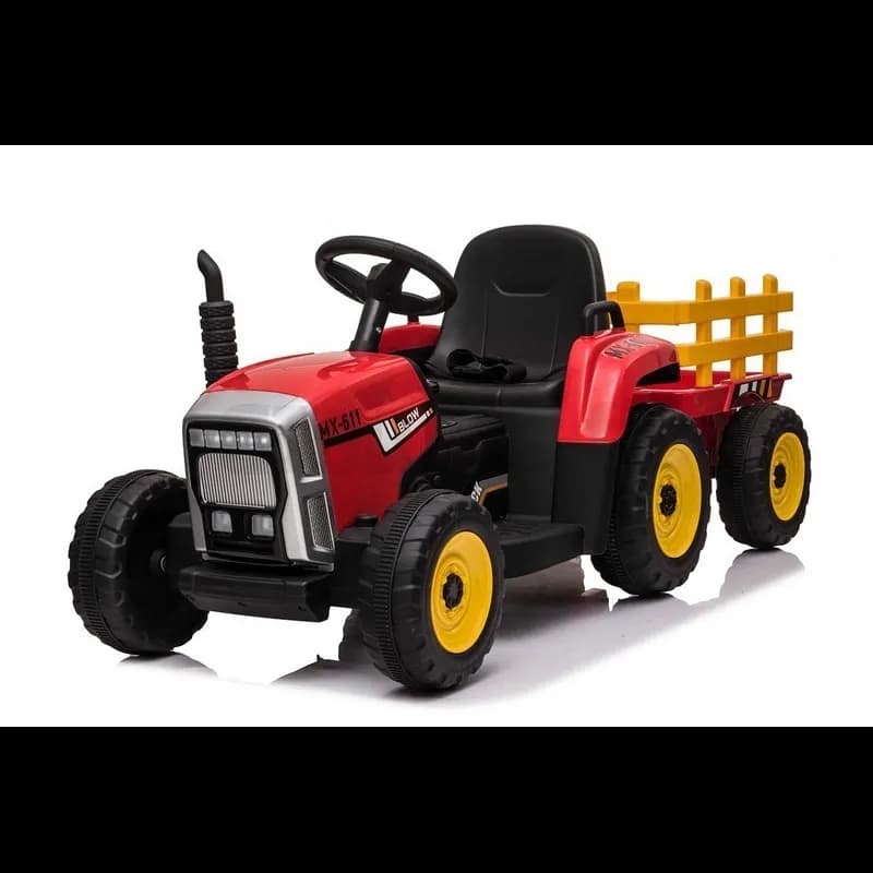 Traktor mit rotem Anhänger, elektrisch 12 Volt für Kinder mit elter...