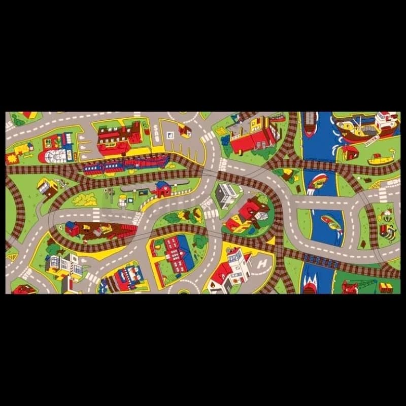 Tapis de jeu circuit de train 95 x 200 cm