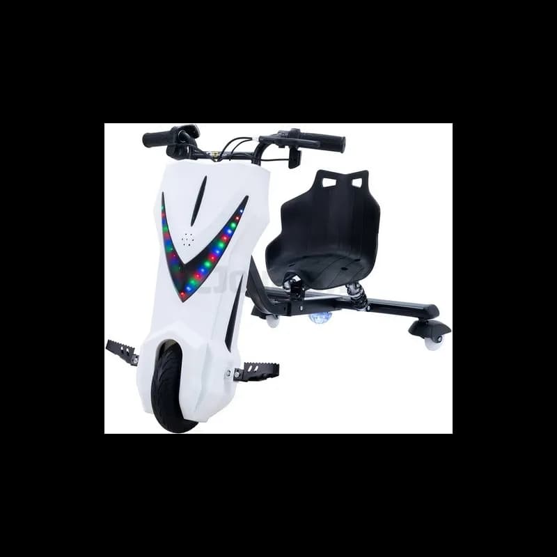 Tricycle Drift Électrique 360° 36V 250W avec Éclairage | Drift Trike Enfant - Blanc