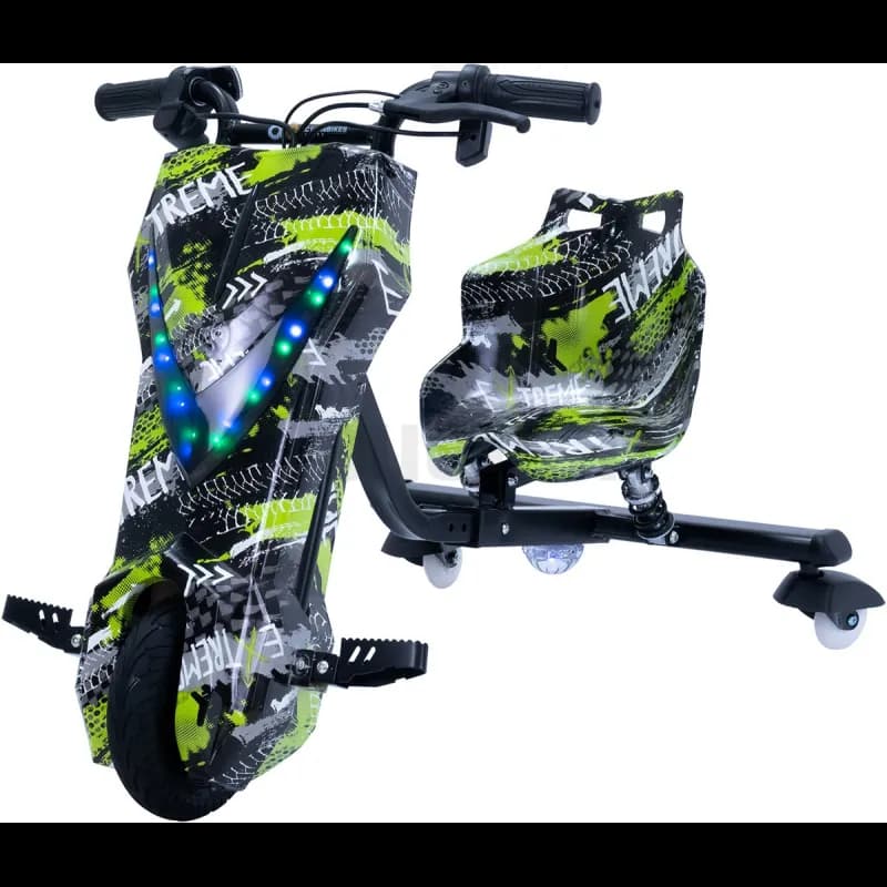 Tricycle Drift Électrique 360° 36V 250W avec Éclairage | Drift Trike Enfant - Vert