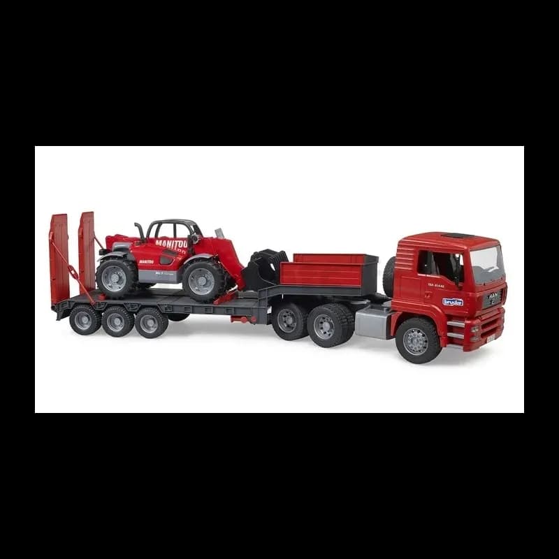 Camion MAN TGA avec remorque Surbaissée et Manitou Bruder