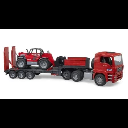 Camion MAN TGA avec remorque Surbaissée et Manitou Bruder