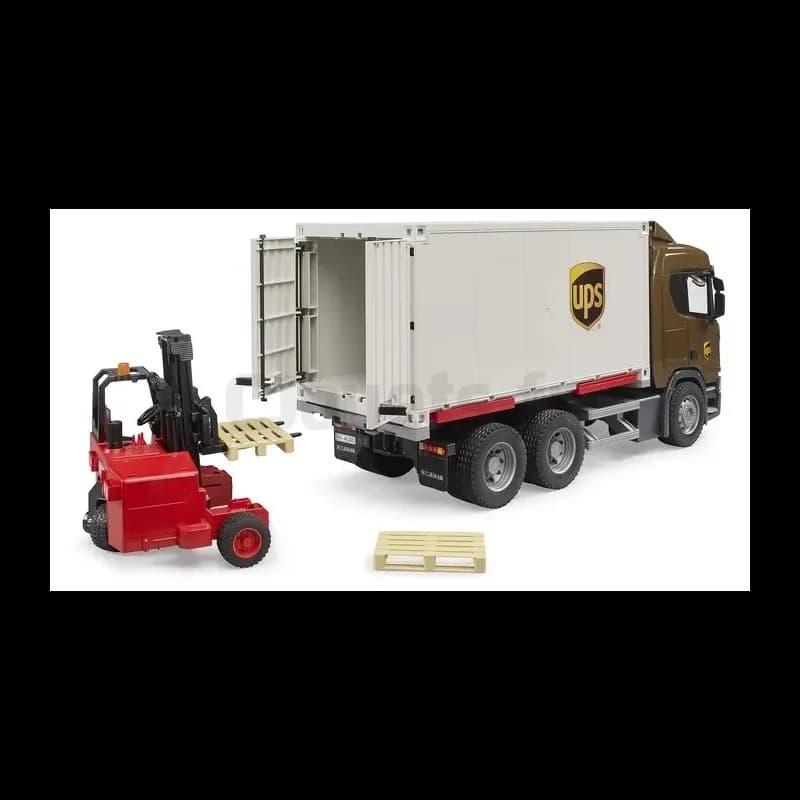 Camion de Logistique Scania R-Serie UPS avec chariot élevateur Brud...